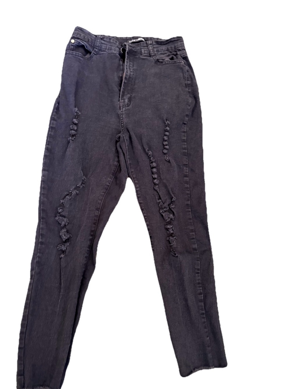Fashion Nova Distressed Skinny Jeans - Black, Light Blue & Medium Blue - Size 11 - Picture 2 of 4